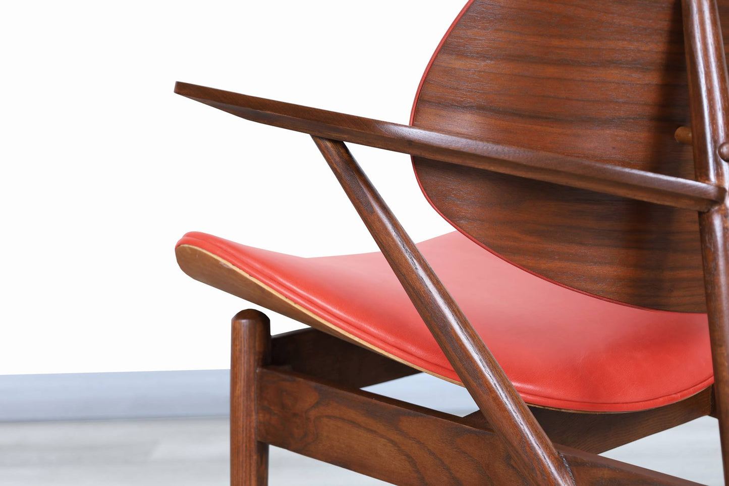 Vintage Leather "Clam Shell" Armchair by Seymour J. Wiener for Kodawood