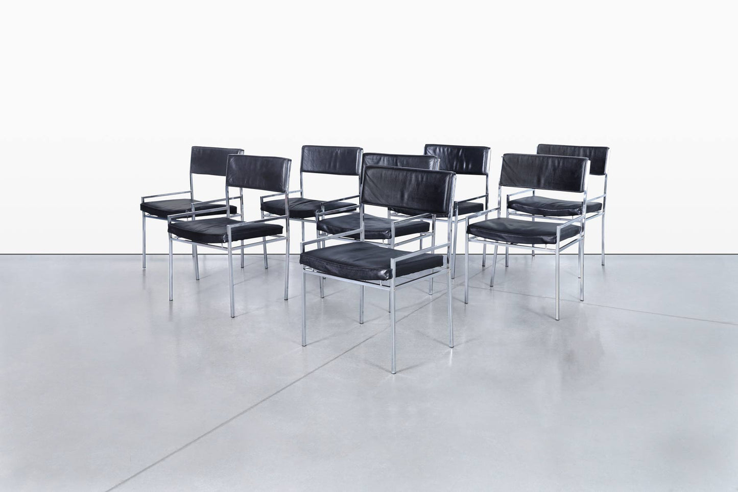 Vintage Leather and Chrome Dining Chairs by Georg Petersens