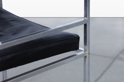 Vintage Leather and Chrome Dining Chairs by Georg Petersens