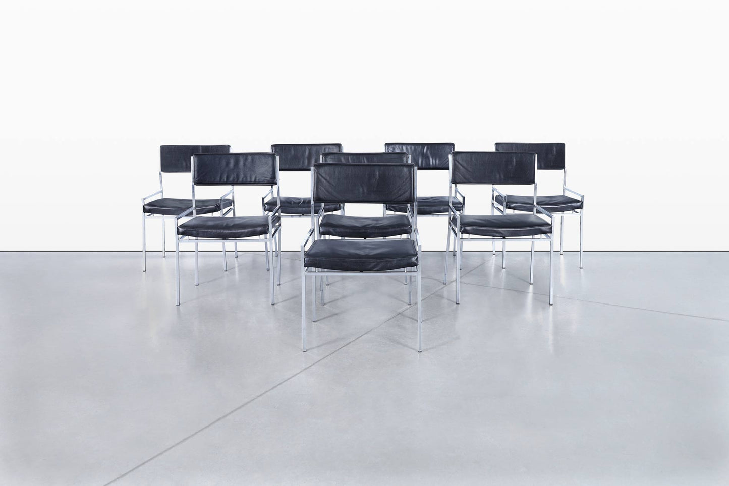 Vintage Leather and Chrome Dining Chairs by Georg Petersens