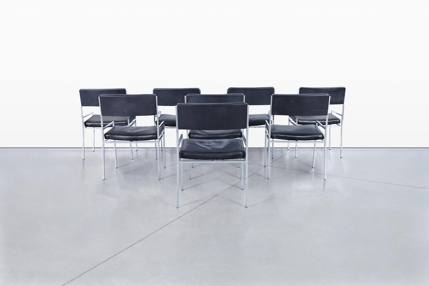 Vintage Leather and Chrome Dining Chairs by Georg Petersens