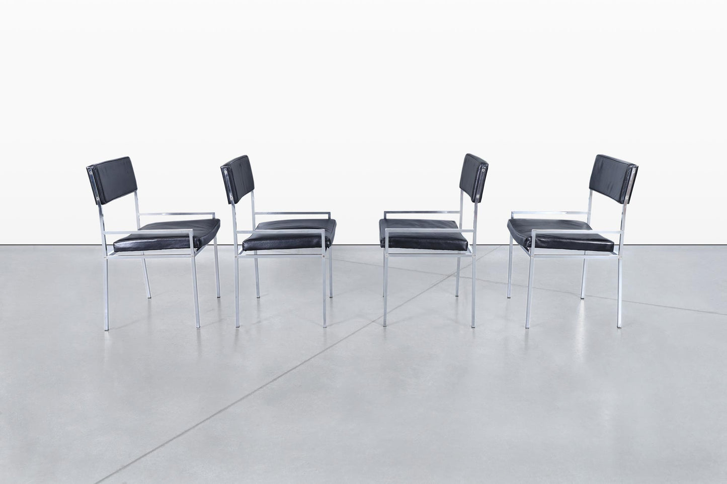 Vintage Leather and Chrome Dining Chairs by Georg Petersens