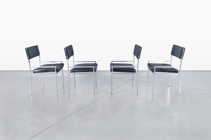Vintage Leather and Chrome Dining Chairs by Georg Petersens