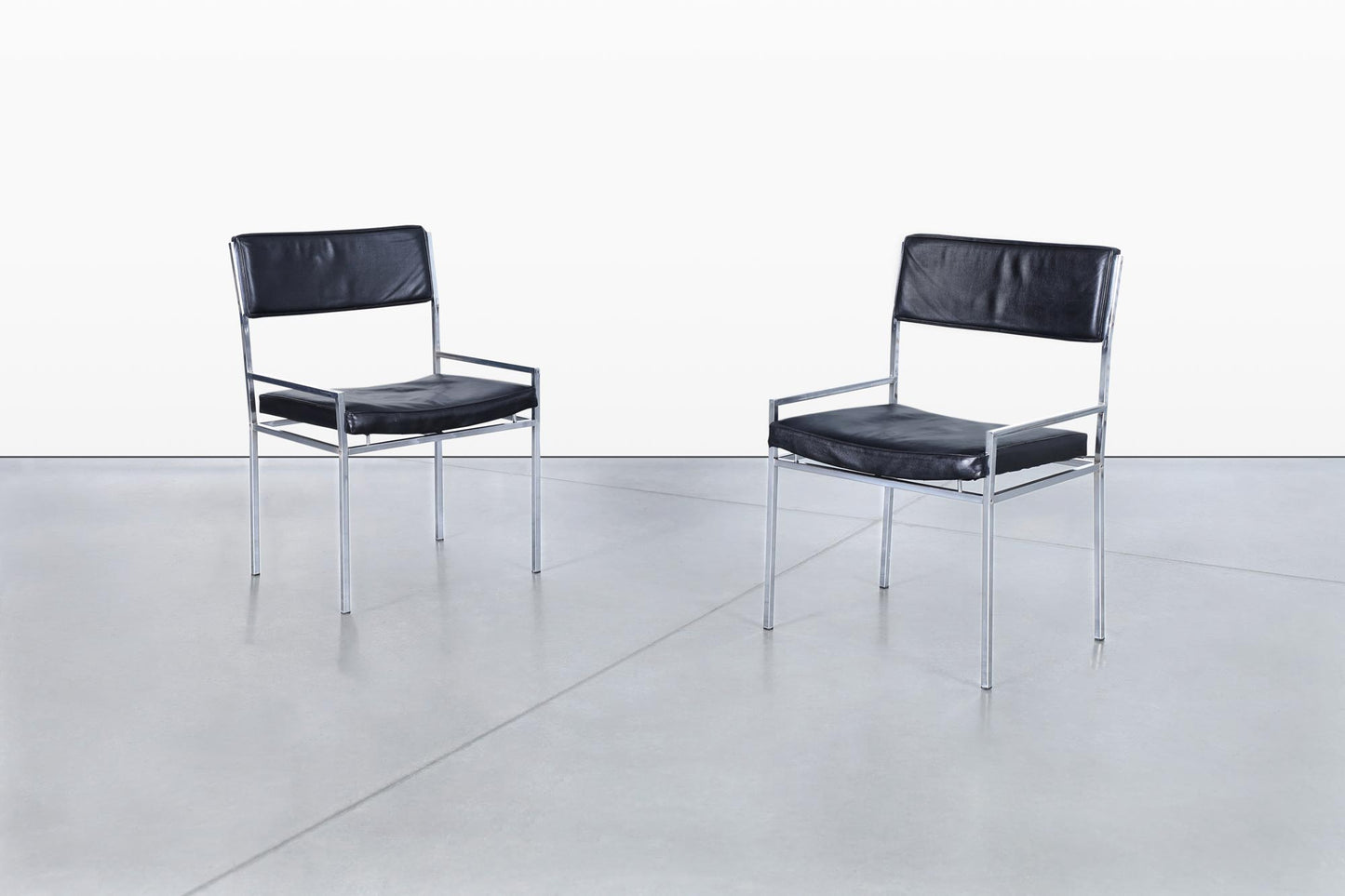 Vintage Leather and Chrome Dining Chairs by Georg Petersens