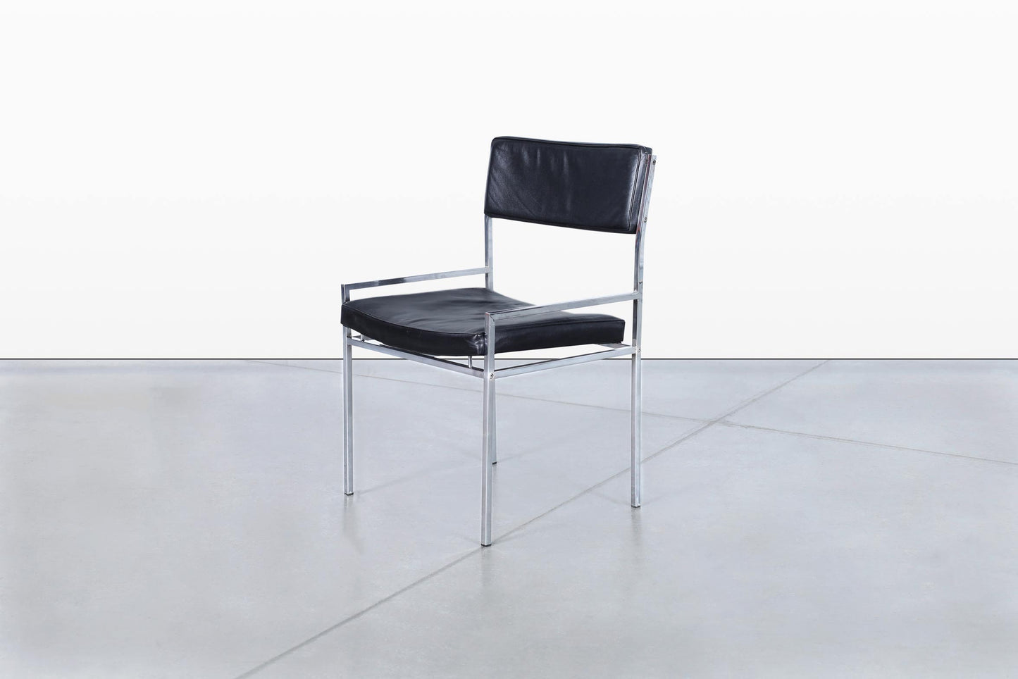 Vintage Leather and Chrome Dining Chairs by Georg Petersens