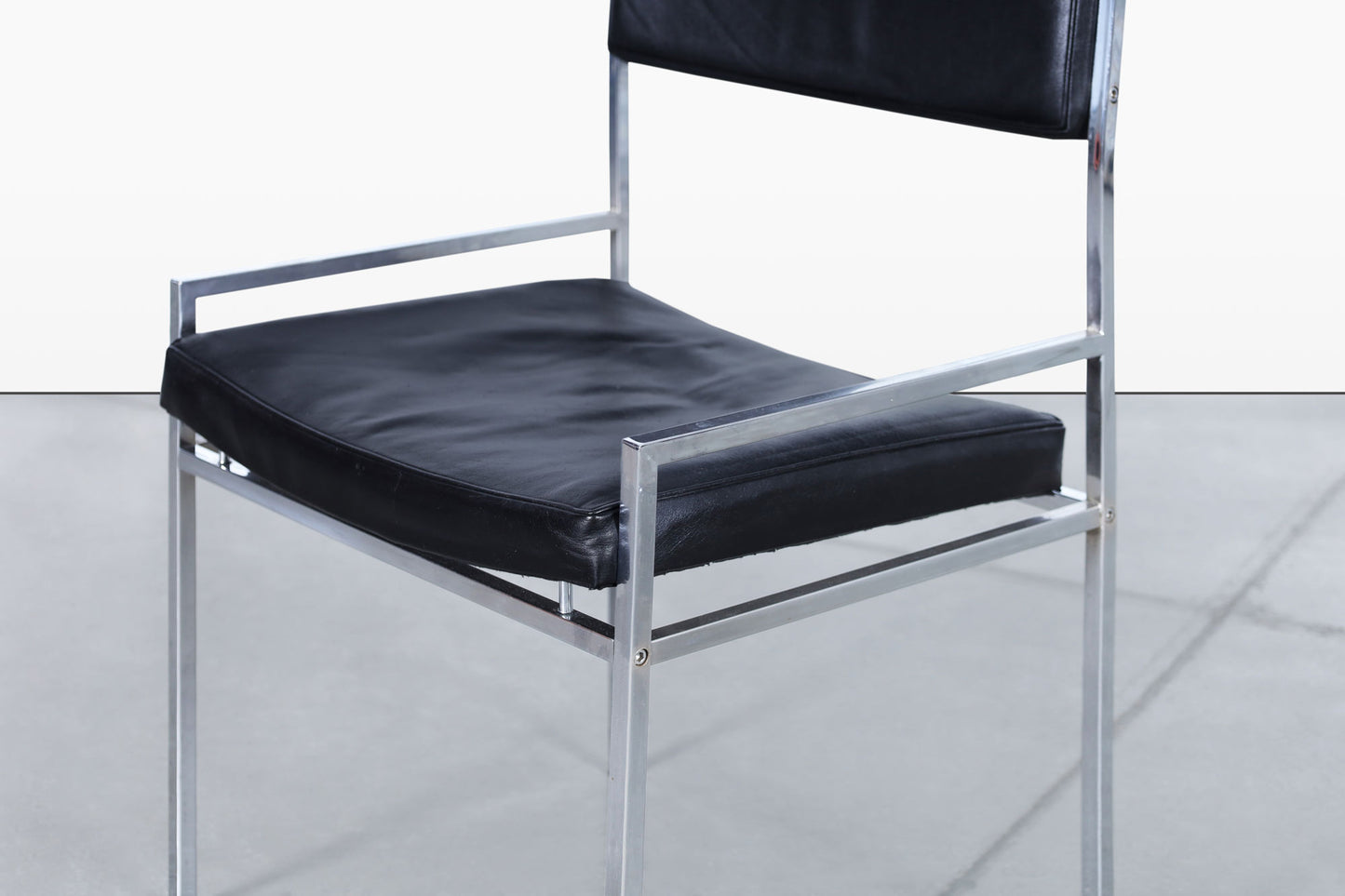 Vintage Leather and Chrome Dining Chairs by Georg Petersens