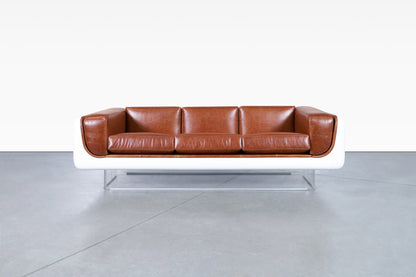 Vintage Leather and Lucite Floating Sofa by William C. Andrus for Steelcase
