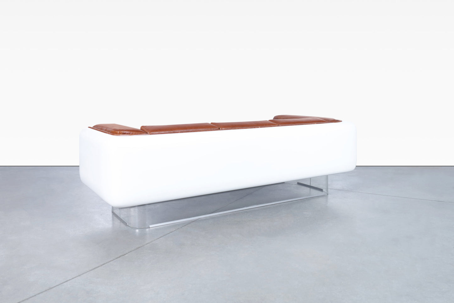 Vintage Leather and Lucite Floating Sofa by William C. Andrus for Steelcase