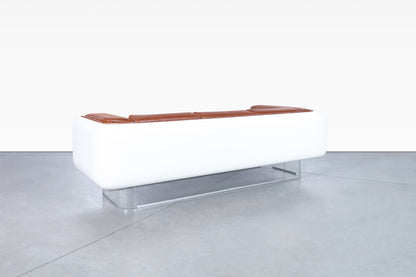 Vintage Leather and Lucite Floating Sofa by William C. Andrus for Steelcase