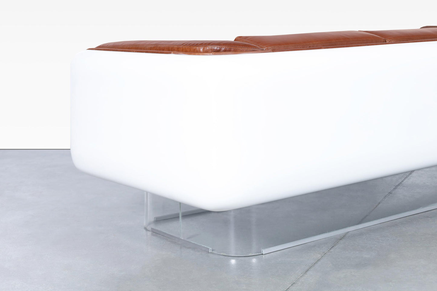 Vintage Leather and Lucite Floating Sofa by William C. Andrus for Steelcase