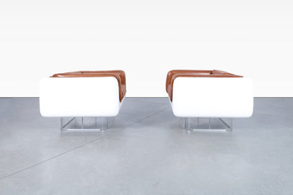 Vintage Leather and Lucite Lounge Chairs by William C. Andrus for Steelcase