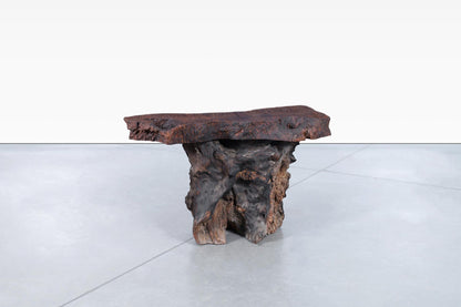 Vintage Live Edge Redwood Burl Side Tables