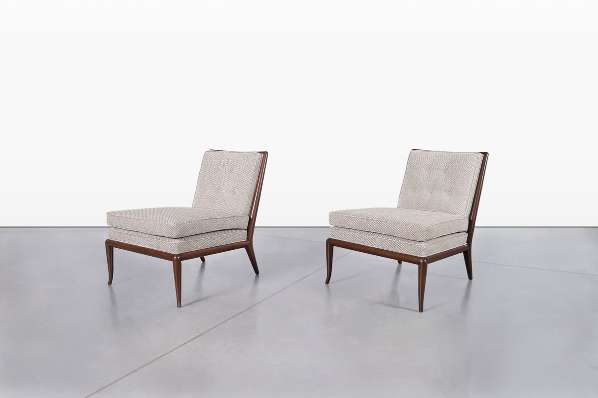 Vintage Walnut Slipper Lounge Chairs by T.H. Robsjohn-Gibbings for Widdicomb