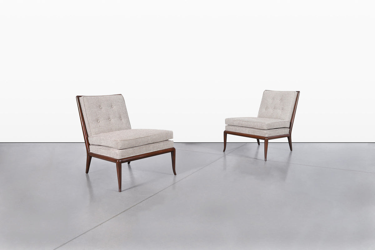 Vintage Walnut Slipper Lounge Chairs by T.H. Robsjohn-Gibbings for Widdicomb
