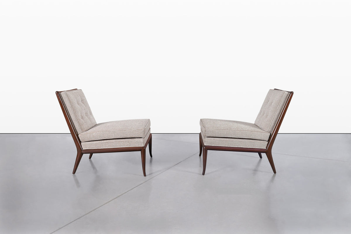 Vintage Walnut Slipper Lounge Chairs by T.H. Robsjohn-Gibbings for Widdicomb