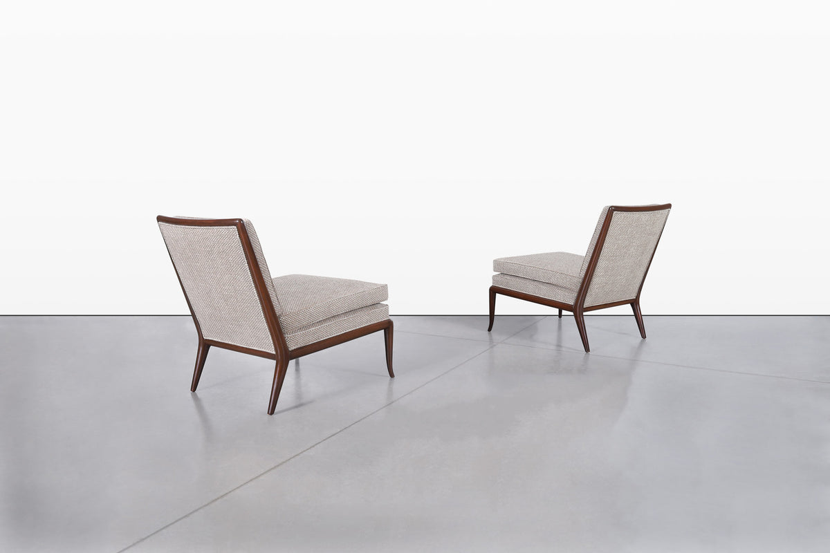Vintage Walnut Slipper Lounge Chairs by T.H. Robsjohn-Gibbings for Widdicomb