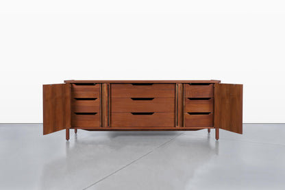 Vintage Walnut Tambour Door Credenza by Bert England for John Widdicomb