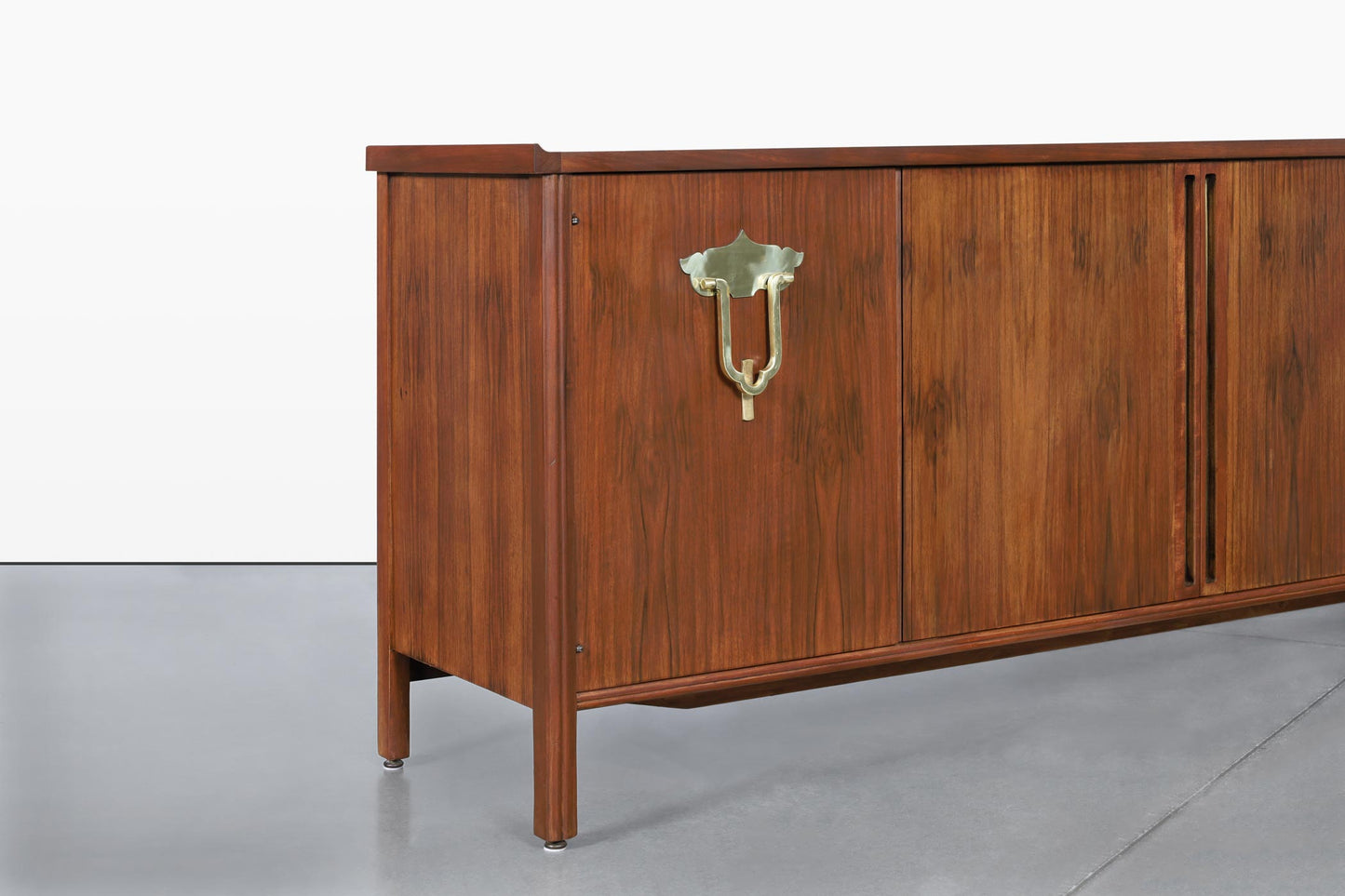 Vintage Walnut Tambour Door Credenza by Bert England for John Widdicomb