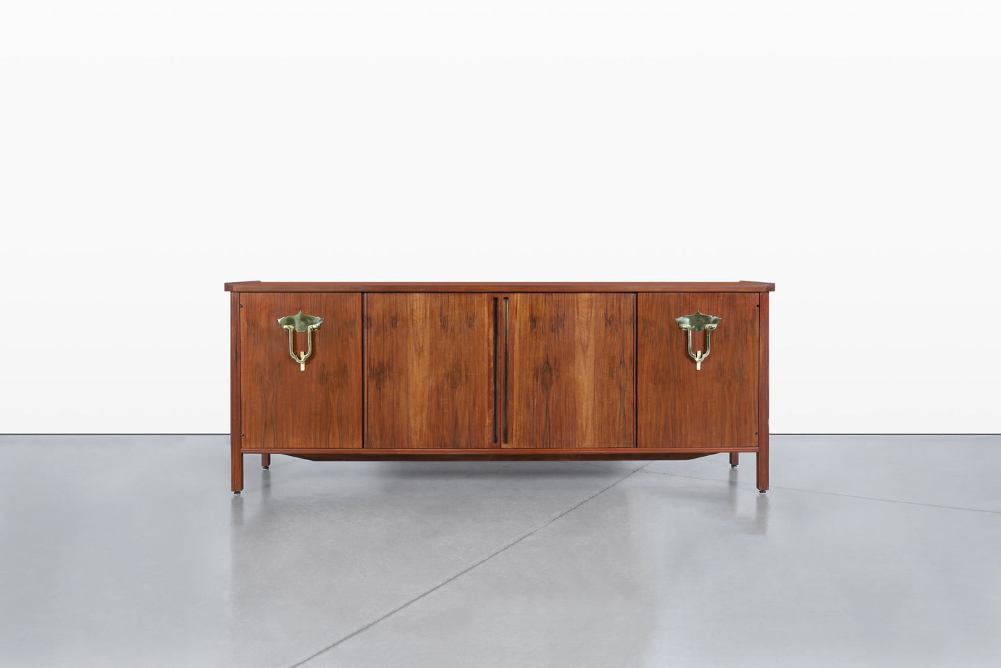 Vintage Walnut Tambour Door Credenza by Bert England for John Widdicomb